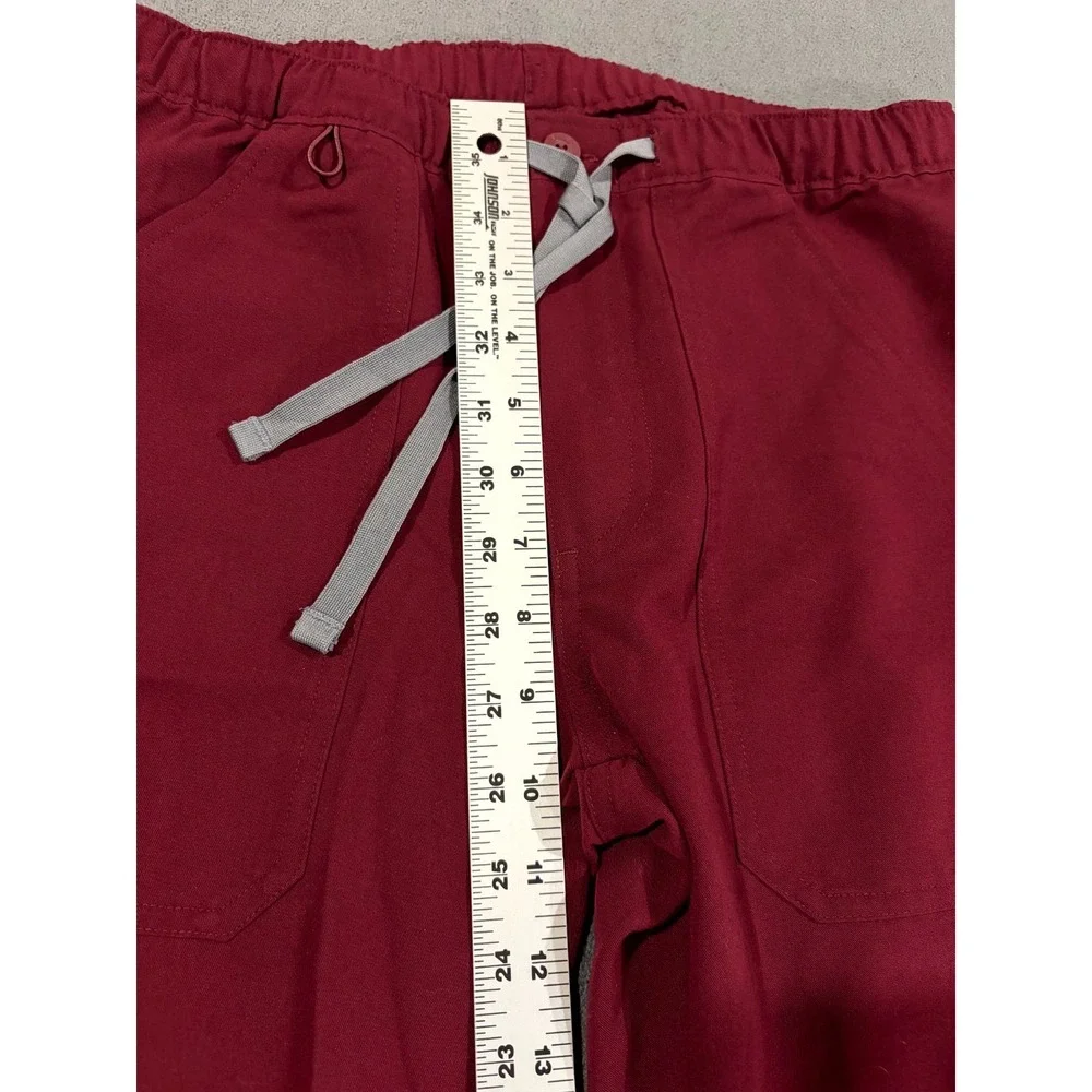 FIGS Technical Collection Cargo Scrub Pants Mens XS/S Red Drawstring Stretch